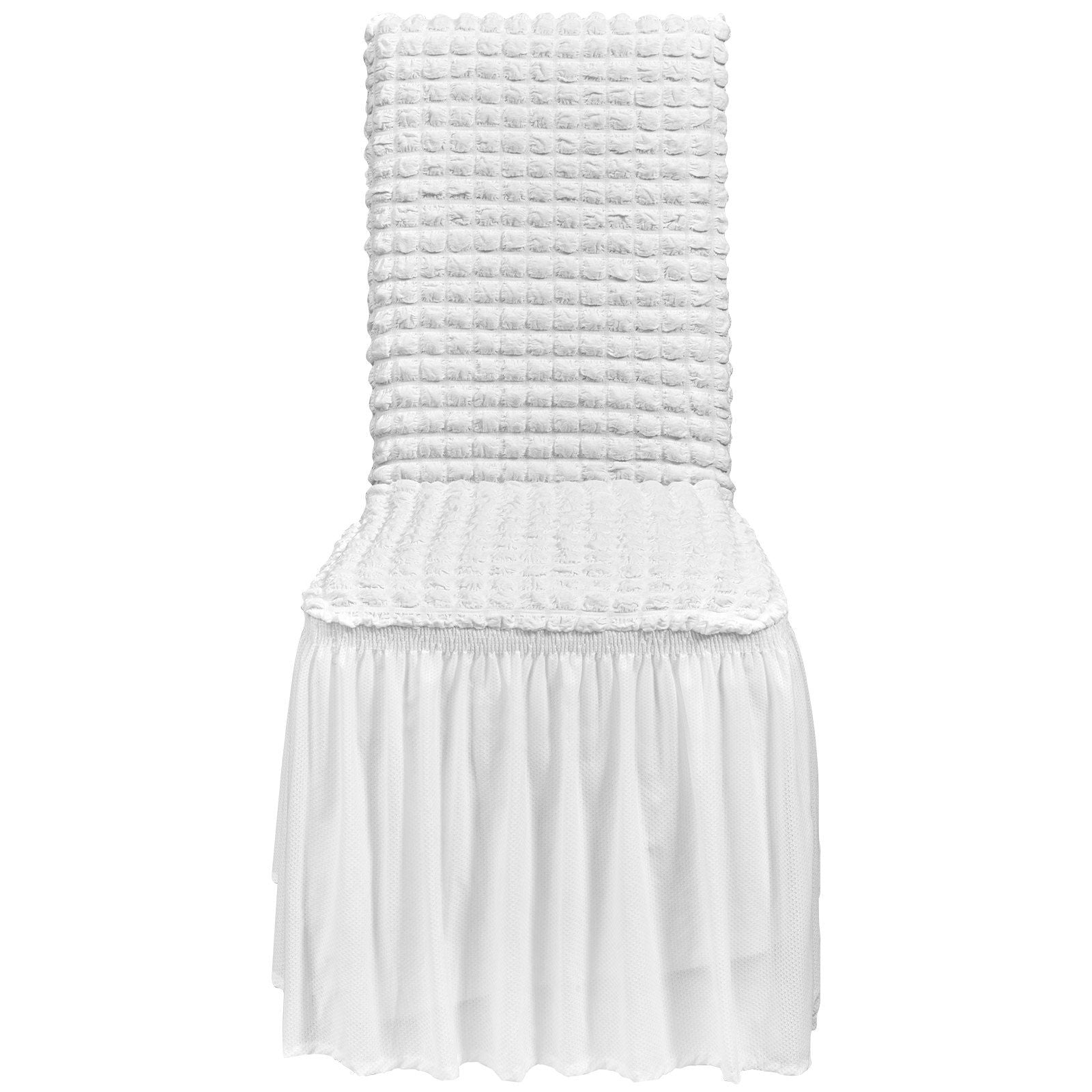 VEVOR Stretch Spandex Folding Chair Covers, Universal Fitted Chair Cover with Skirt, Removable Washable Protective Slipcovers, for Wedding, Holiday, Banquet, Party, Celebration, Dining (4 PCS White) - JM Variety Store